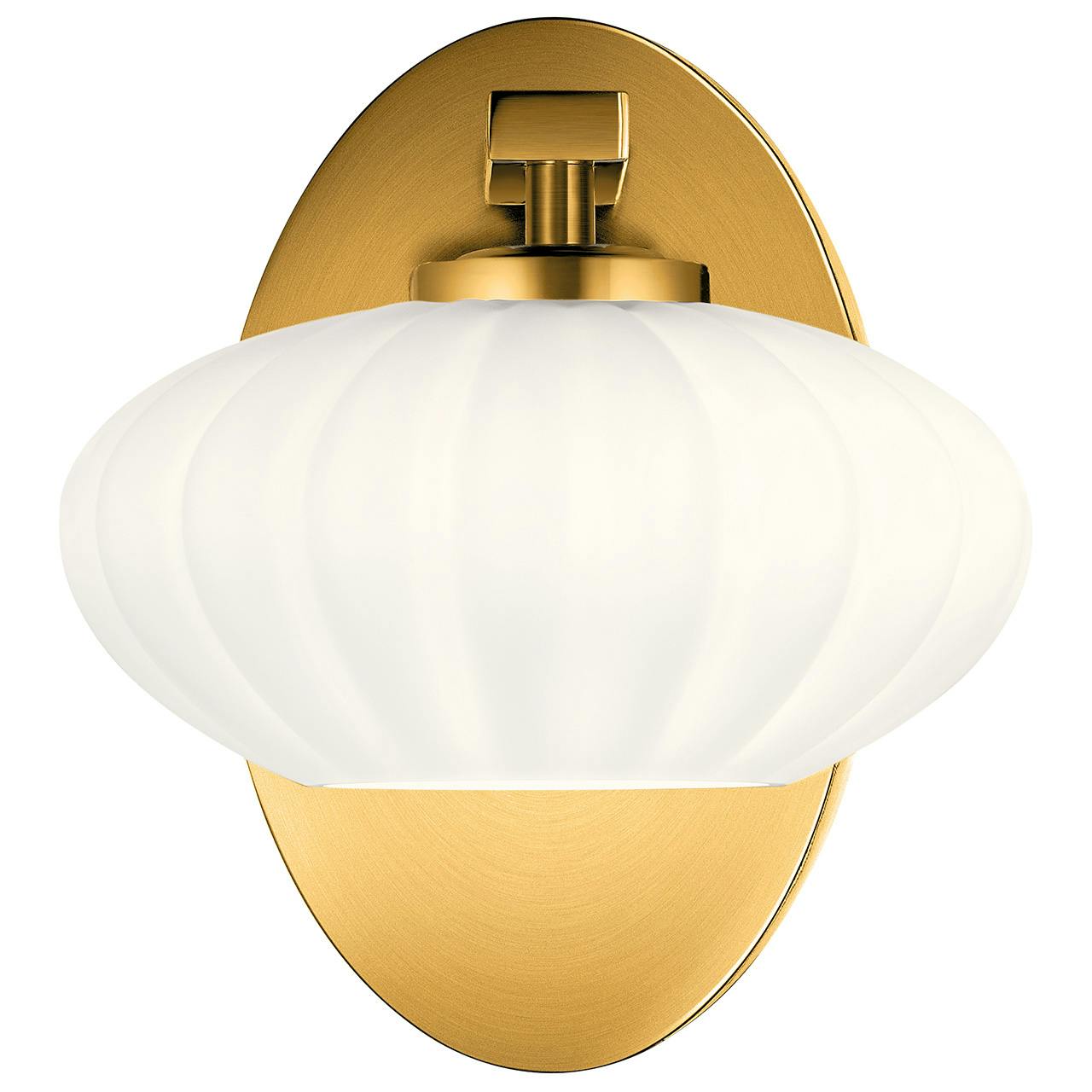 The Pim 8" 1 Light Wall Sconce in Fox Gold facing down on a white background