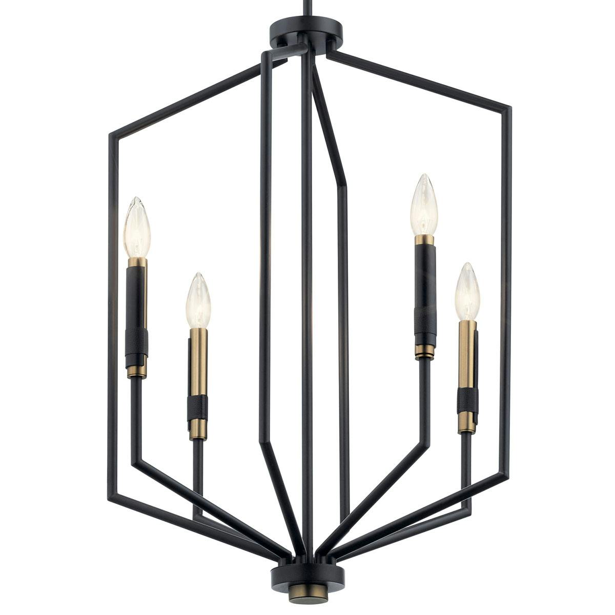 Close up view of the Armand 27" Foyer Pendant Black and Bronze on a white background
