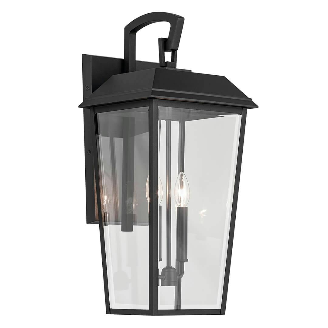The Mathus 24.25" 2 Light Outdoor Wall Light with Clear Glass in Textured Black on a white background