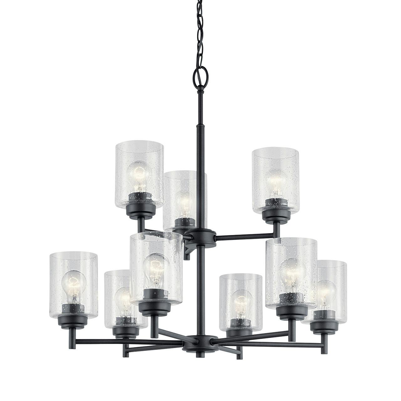 Winslow™ 9 Light Chandelier Black without the canopy on a white background