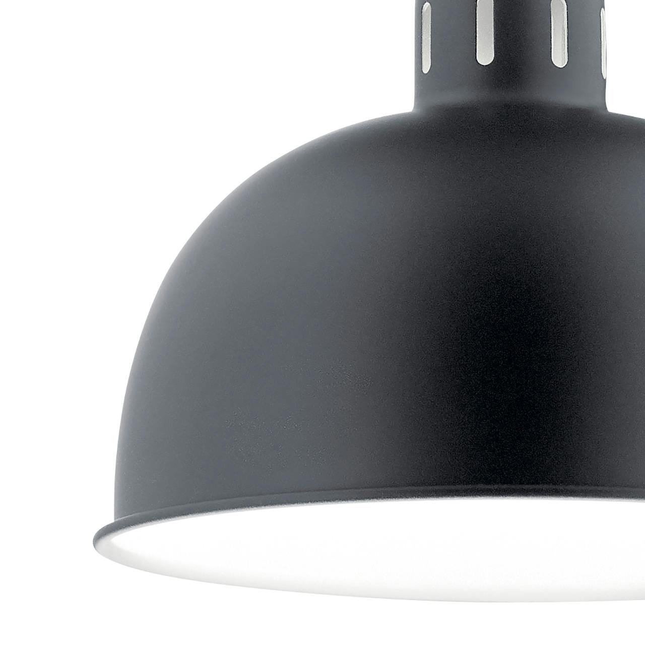 Close up view of the Zailey™ 9" 1 Light Pendant in Black on a white background