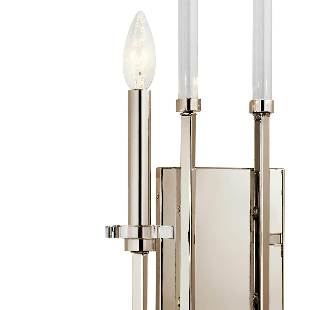 Close up view of the Kadas 22" 2 Light Sconce Nickel on a white background