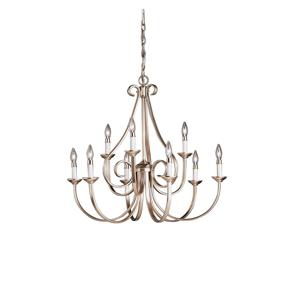 Dover 9 Light 2 Tier Chandelier Nickel on a white background