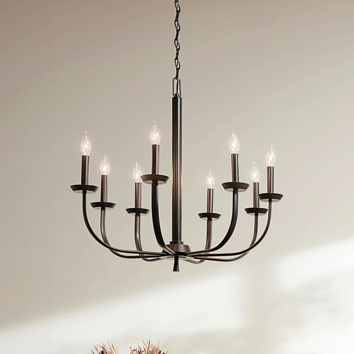 day time dining room with The Kennewick™ 8 Light Chandelier Black