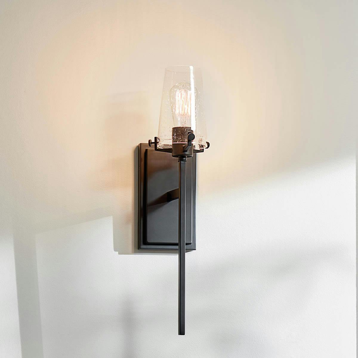 Day time dinin room with Alton 1 Light Wall Sconce Black