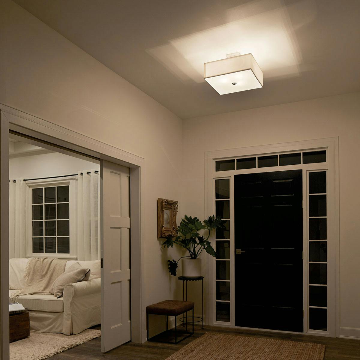 Night time Hallway image featuring Shailene flush mount light 43693NI