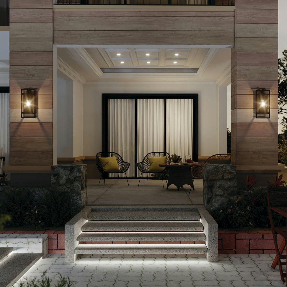 Day time porch image featuring Goson outdoor wall light 59086BK