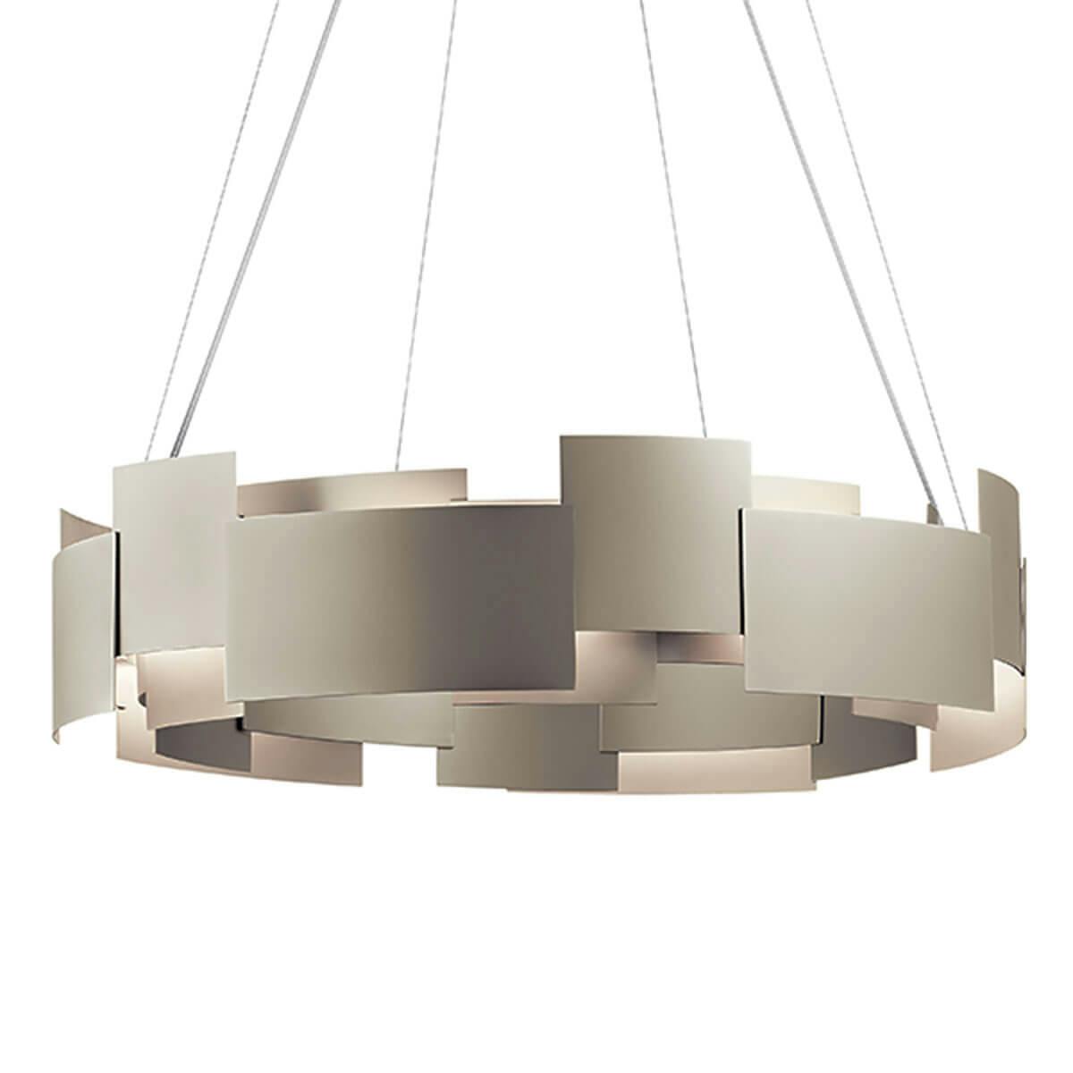 Moderne 6.75" LED Chandelier Satin Nickel without the canopy on a white background