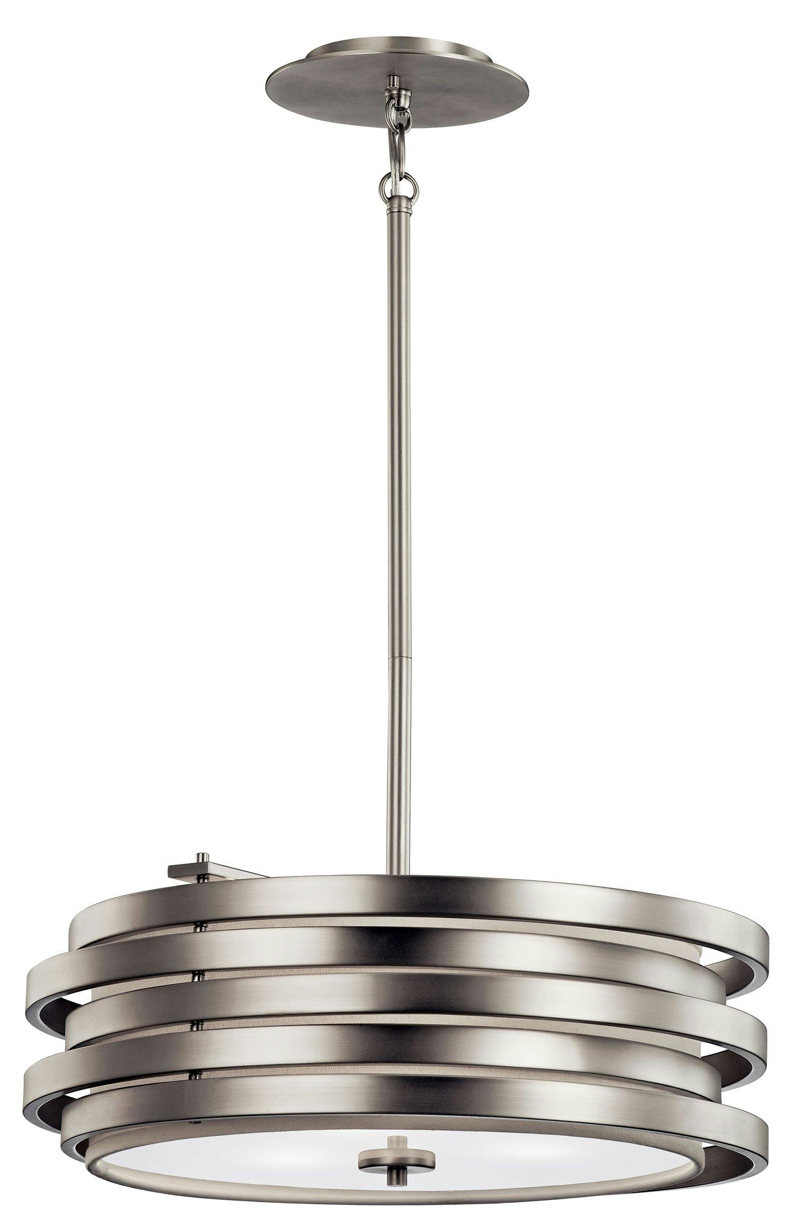 Roswell 7.25" 3 Light Pendant in Nickel on a white background