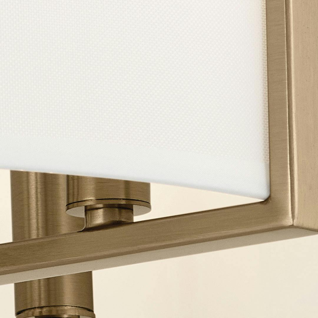 Close up of the Malen 15.5 Inch 4 Light Semi-Flush with White Fabric Shade in Champagne Bronze