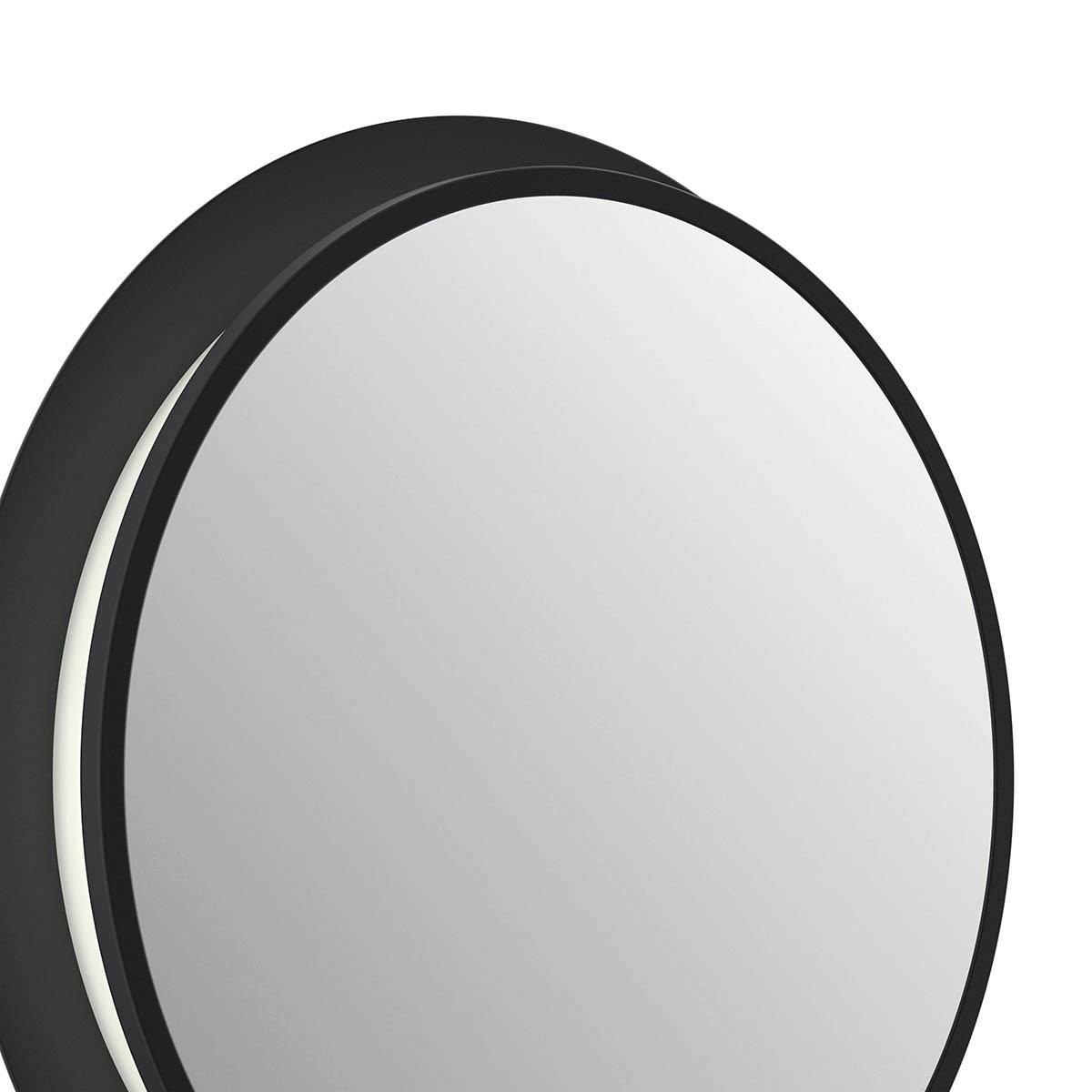 Close up of Chennai 30" LED Vanity Mirror Matte Black on a white background