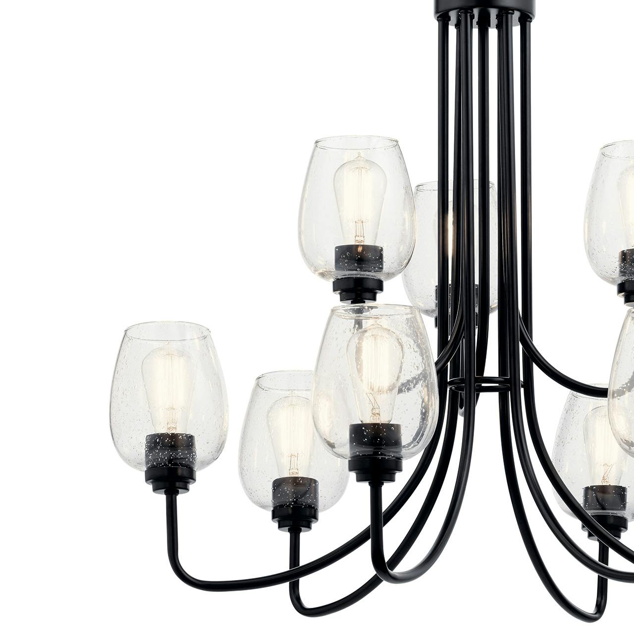 Close up view of the Valserrano™ 9 Light Chandelier Black on a white background