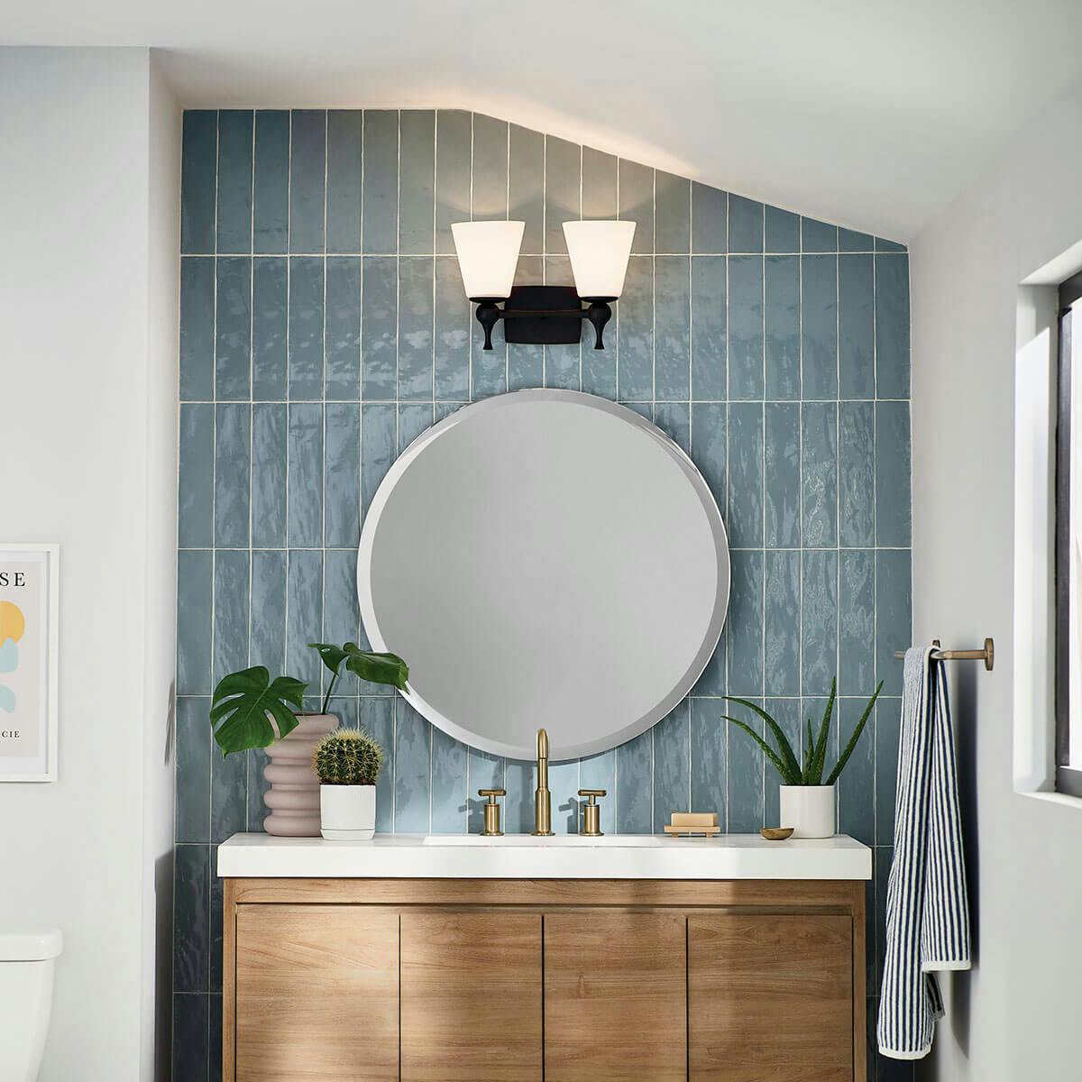 Day time Bathroom image featuring Cosabella vanity light 55091BK
