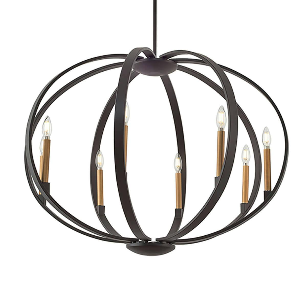 Elata 26.5" Chandelier Bronze with Brass without the canopy on a white background