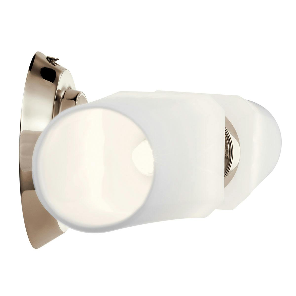 Profile view of the Truby 2 Light Vanity Light Nickel on a white background