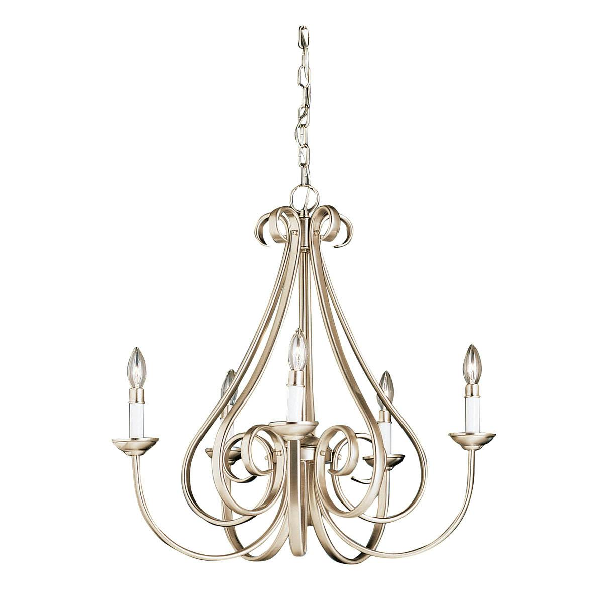 Dover™ 5 Light Chandelier Brushed Nickel on a white background