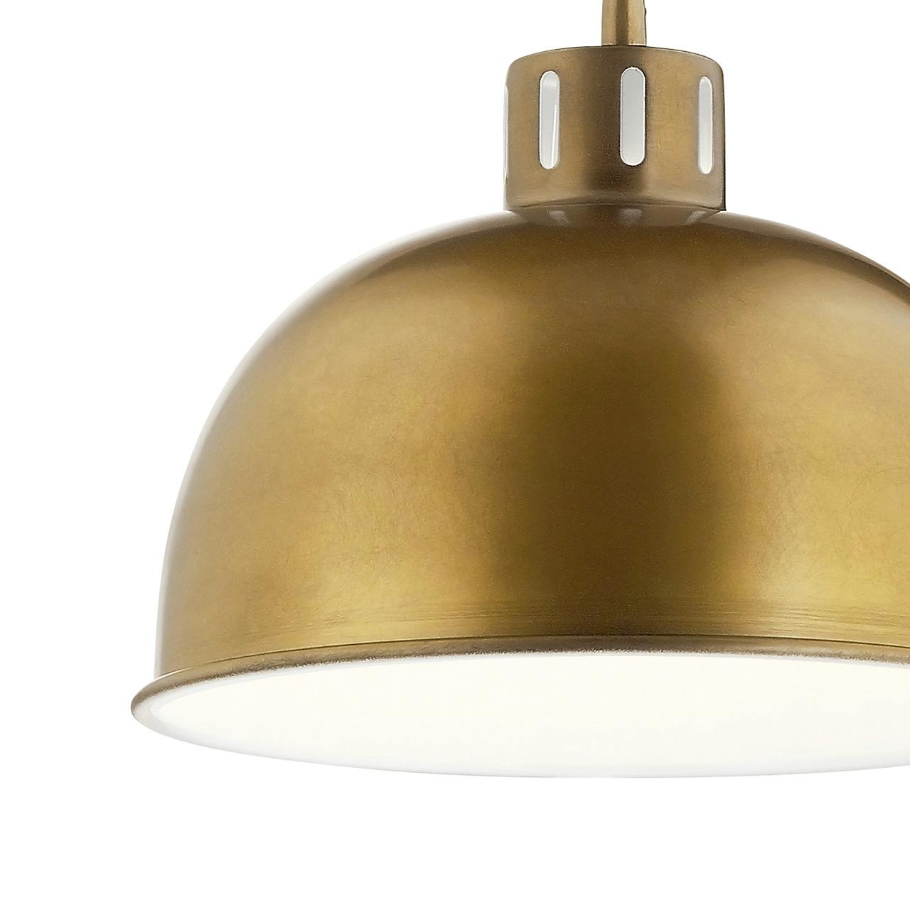 Close up view of the Zailey 9" 1 Light Pendant in Brass on a white background