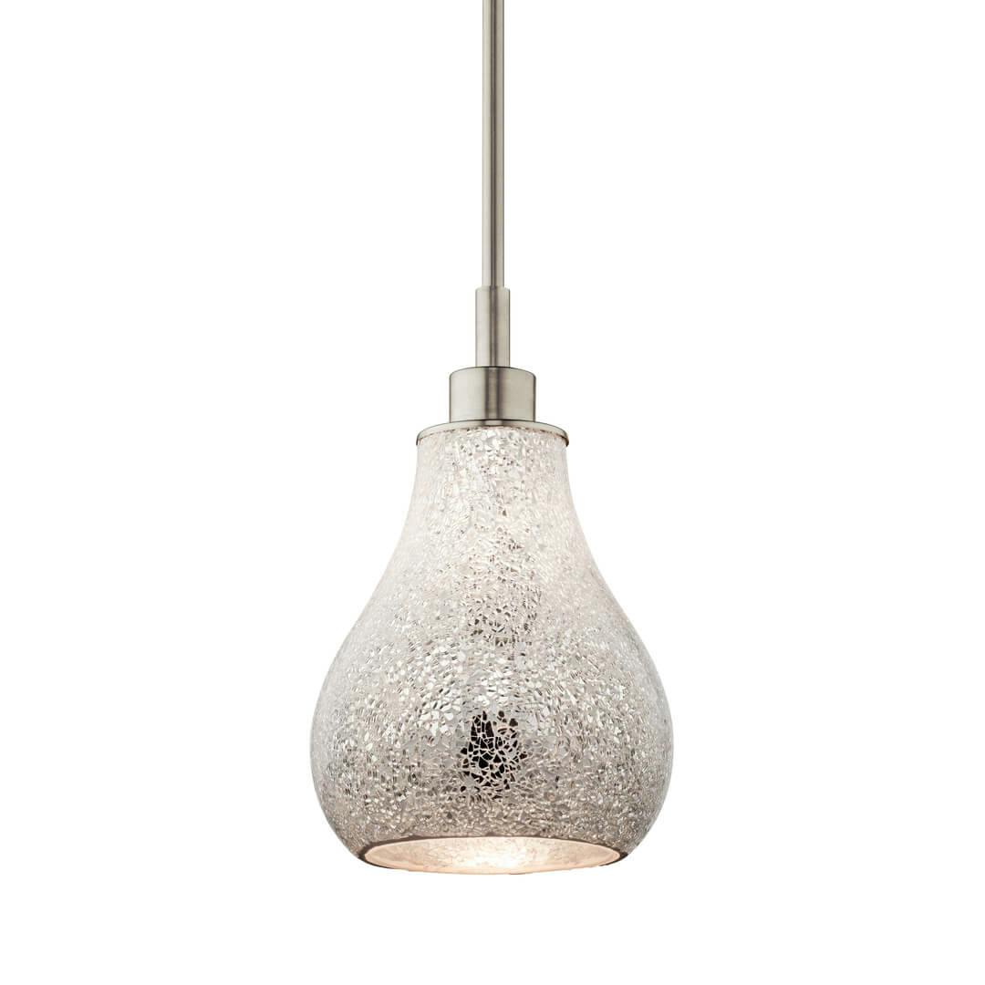 The Crystal Ball™ 1 Light White Mosaic Pendant on a white background