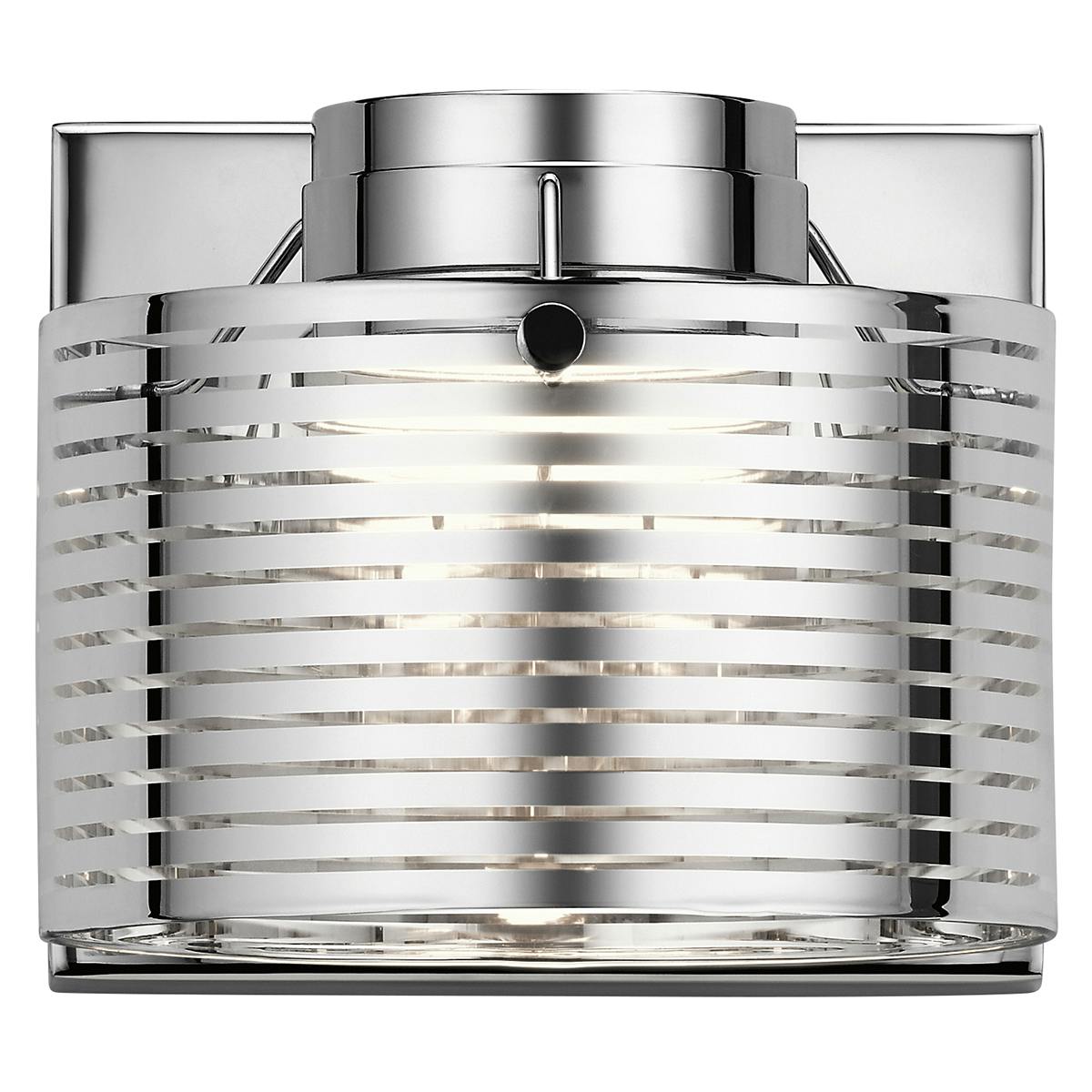 Front view of the Santora 3000K LED 1 Light Sconce Chrome on a white background