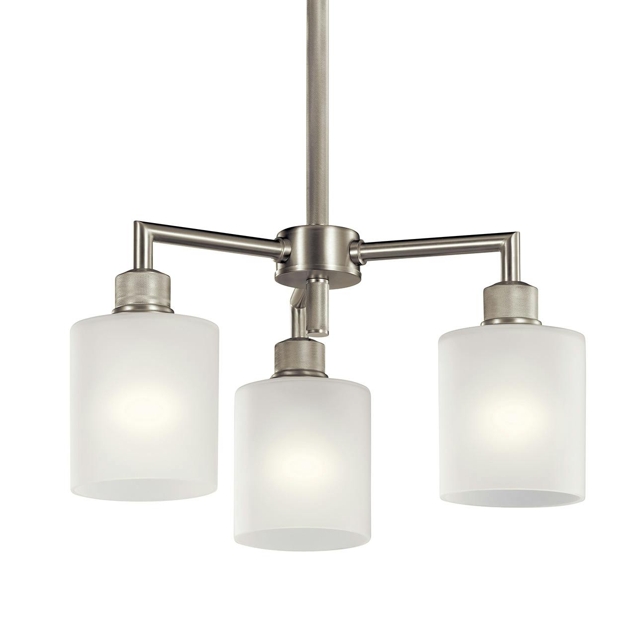 Lynn Haven™ 3 Light Chandelier Nickel without the canopy on a white background
