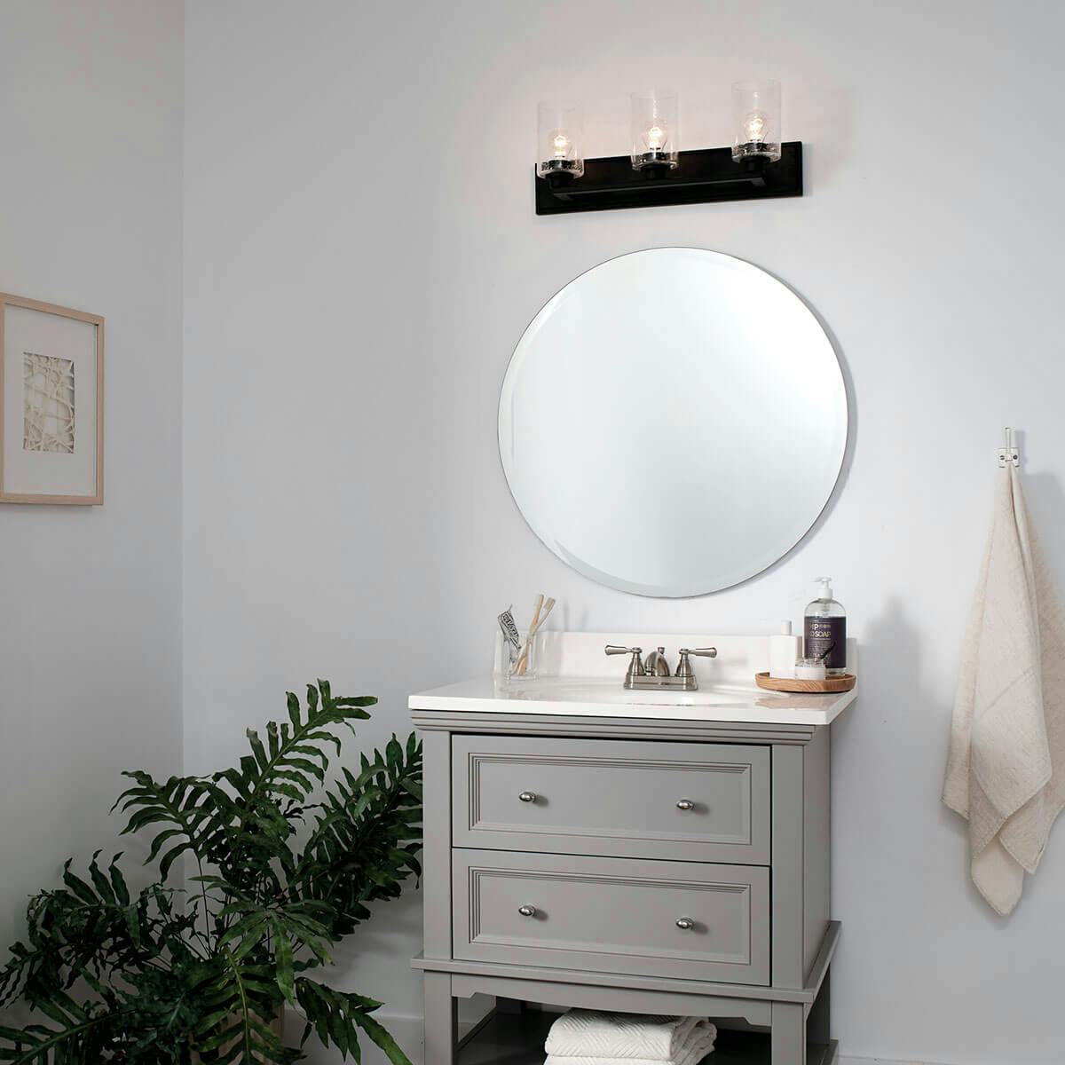 Day time Bathroom featuring Amity vanity light 37489BK