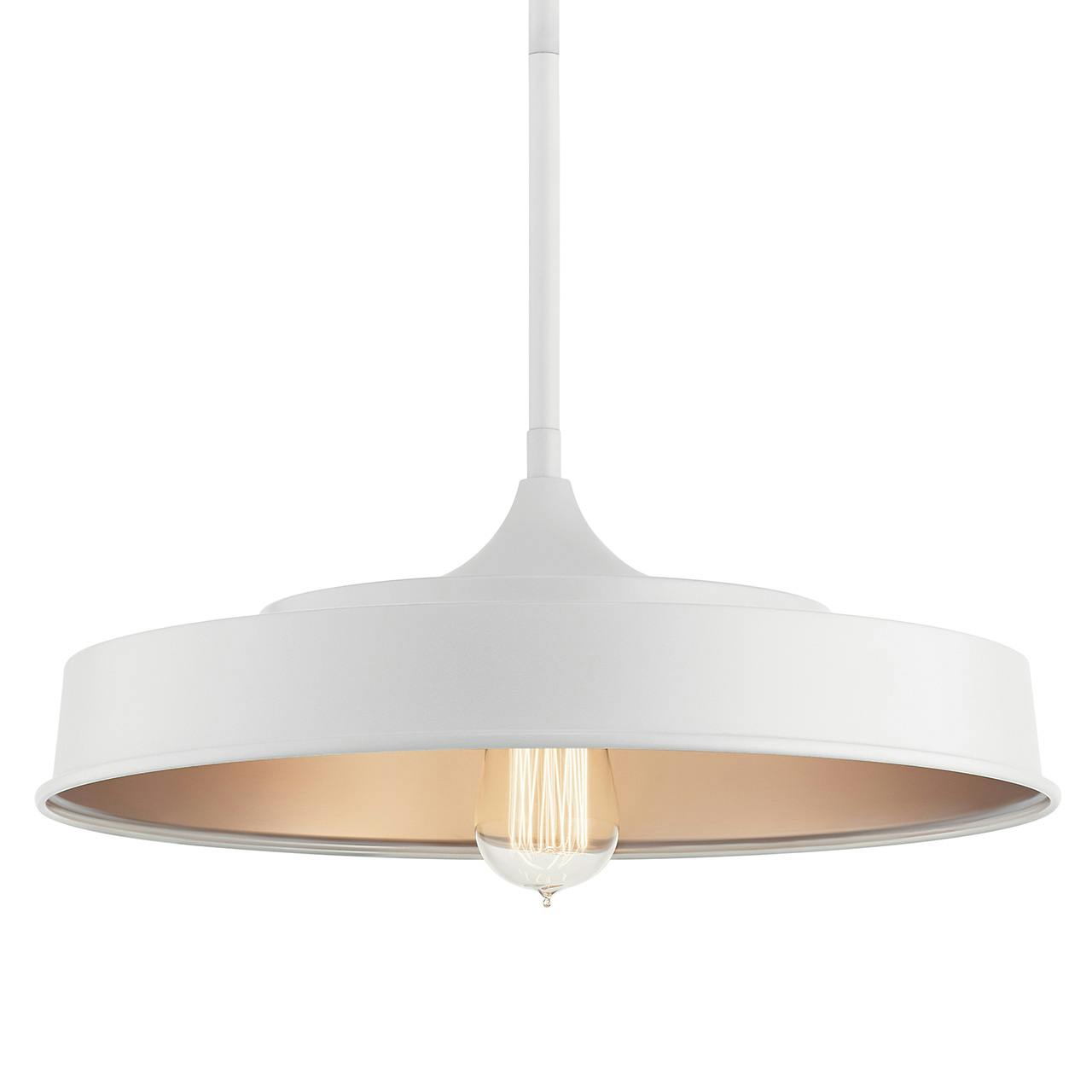 Elias 16" 1 Light Semi Flush White without the canopy on a white background