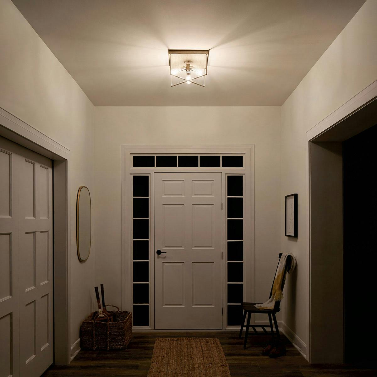 Night time Hallway image featuring Tanis flush mount light 52094DAG