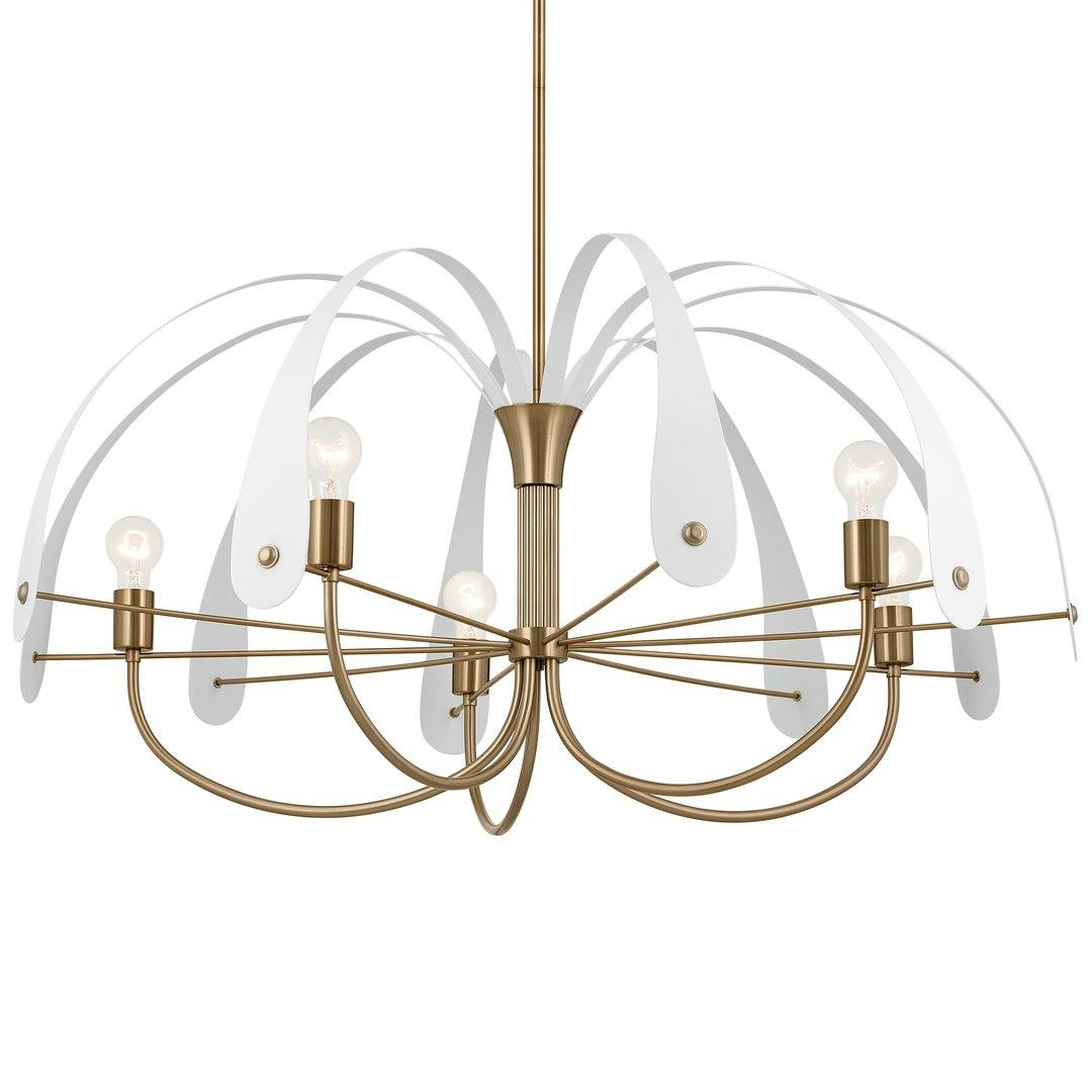 Petal 42.5 Inch 5 Light Chandelier in Champagne Bronze with Black or White on a white background