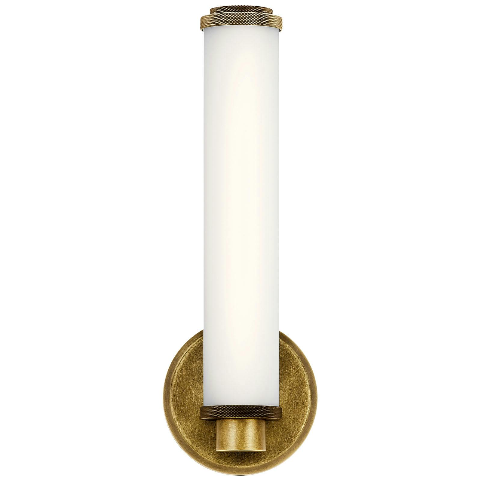 Front view of the Indeco 14.5" Linear Vanity Light Brass on a white background