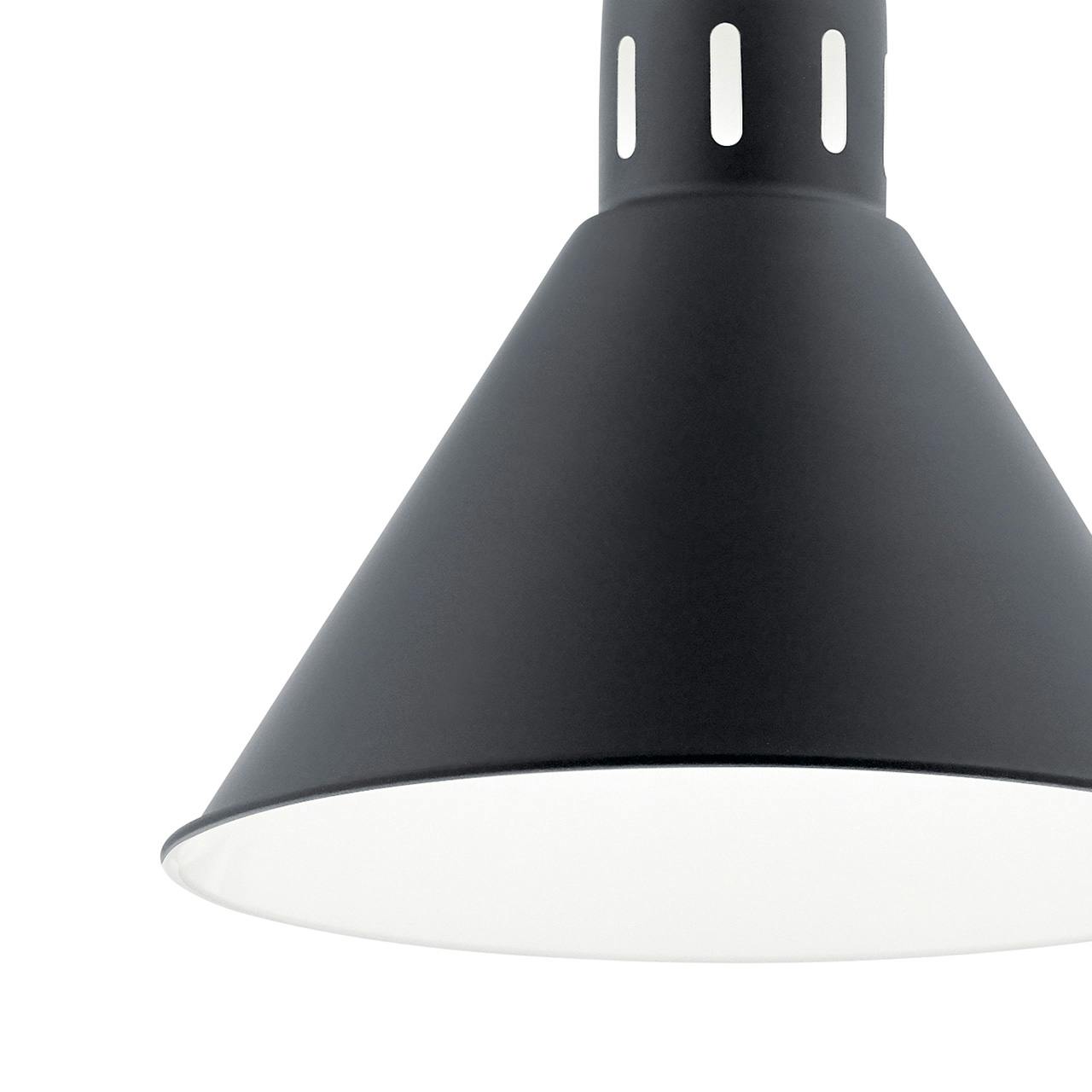 Close up view of the Zailey™ 9.5" 1 Light Pendant in Black on a white background