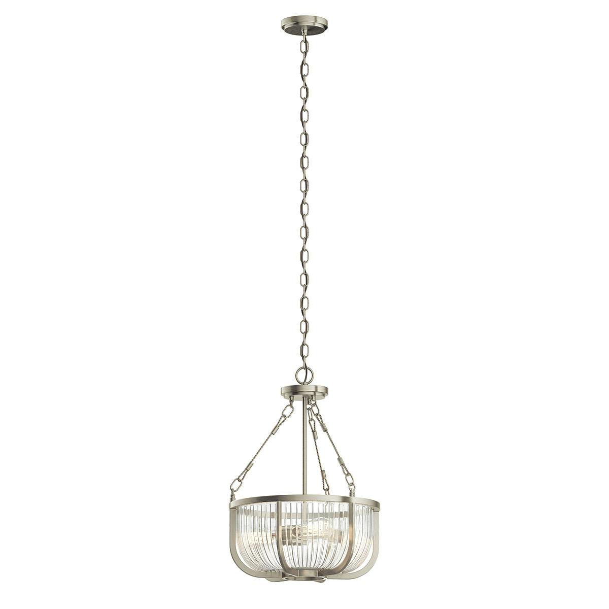 Roux 22.25" 3 Light Pendant Nickel on a white background