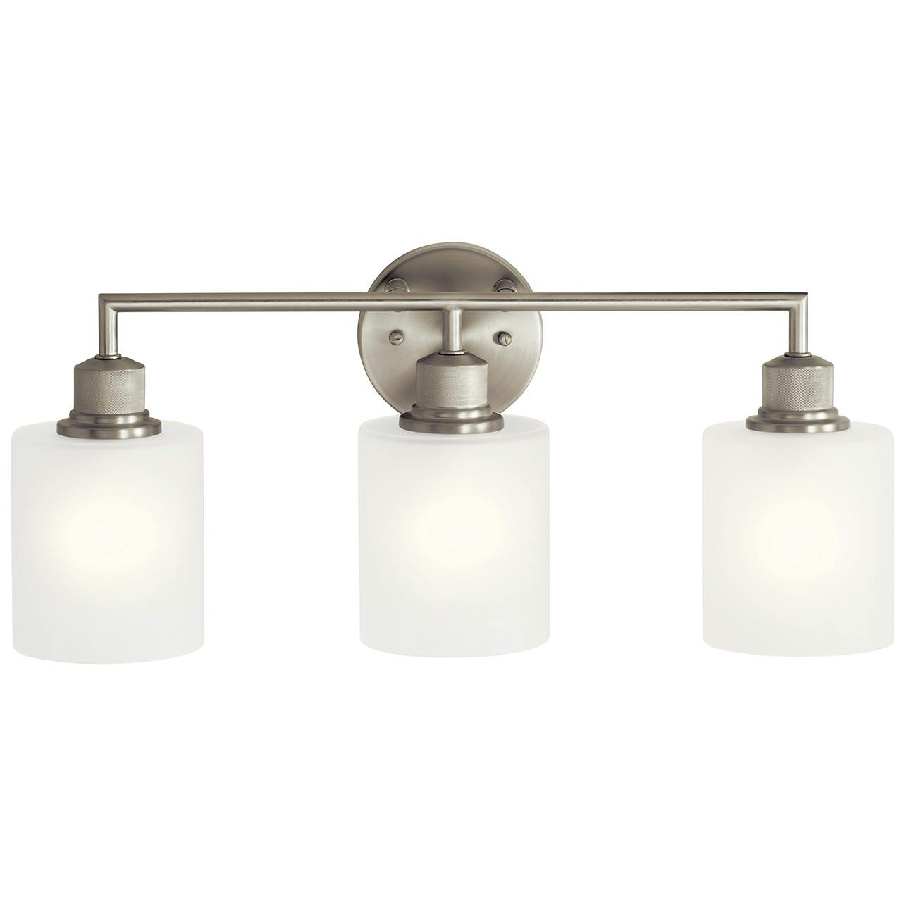 The Lynn Haven 3 Light Vanity Light Nickel facing down on a white background