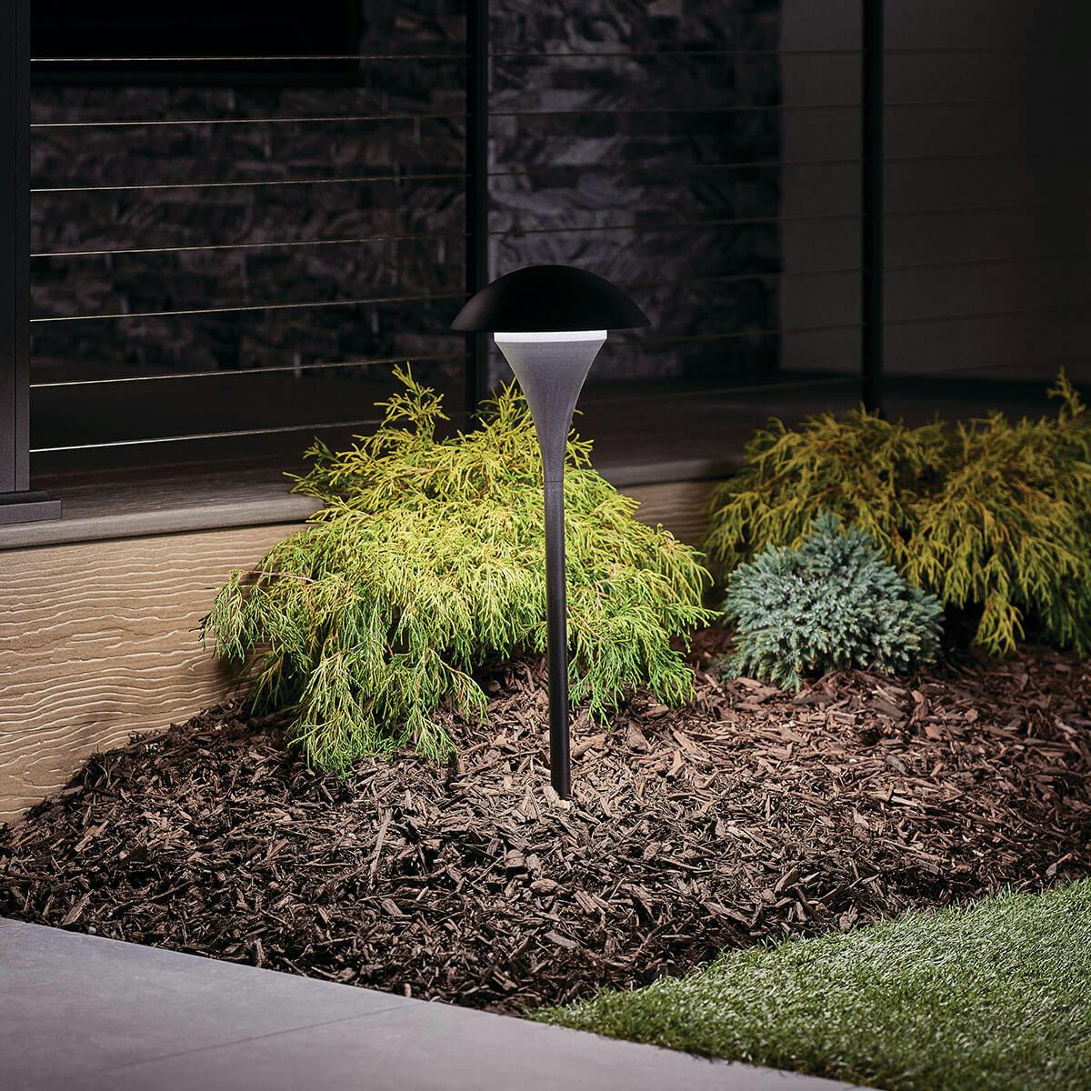 Night time Exterior image featuring Eclipse path light 15236BKT