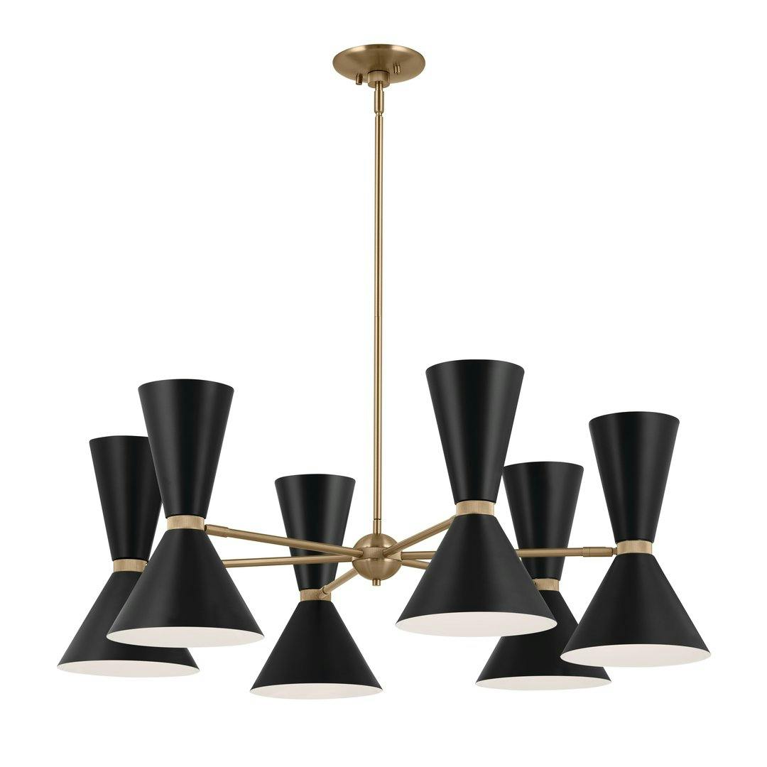 Phix 38.75 Inch 12 Light Chandelier in Champagne Bronze with Black on a white background