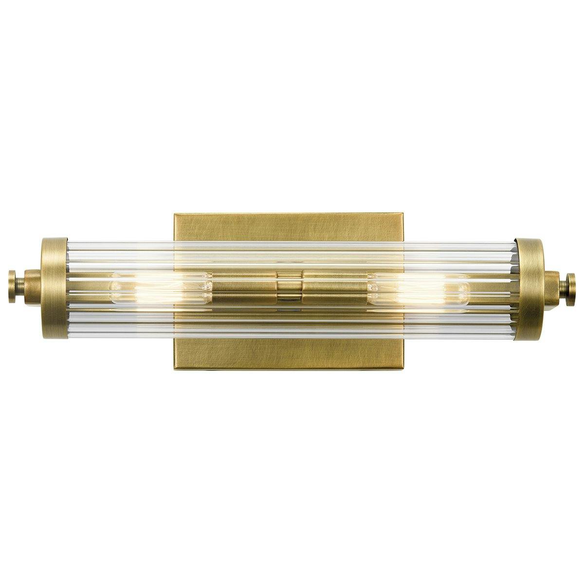 Front view of the Azores 2 Light Wall Sconce Natural Brass on a white background