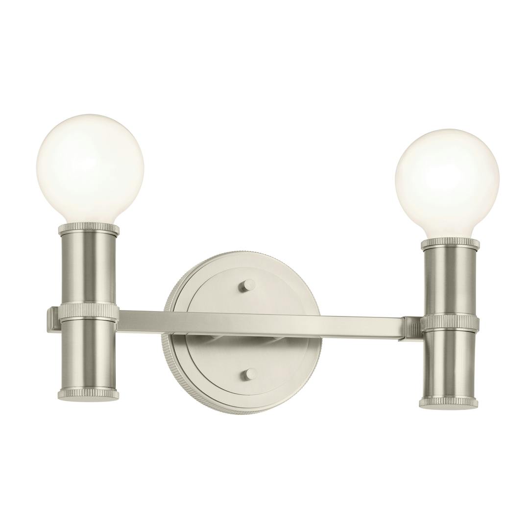 Torche 13 Inch 2 Light Vanity in Brushed Nickel on a white background