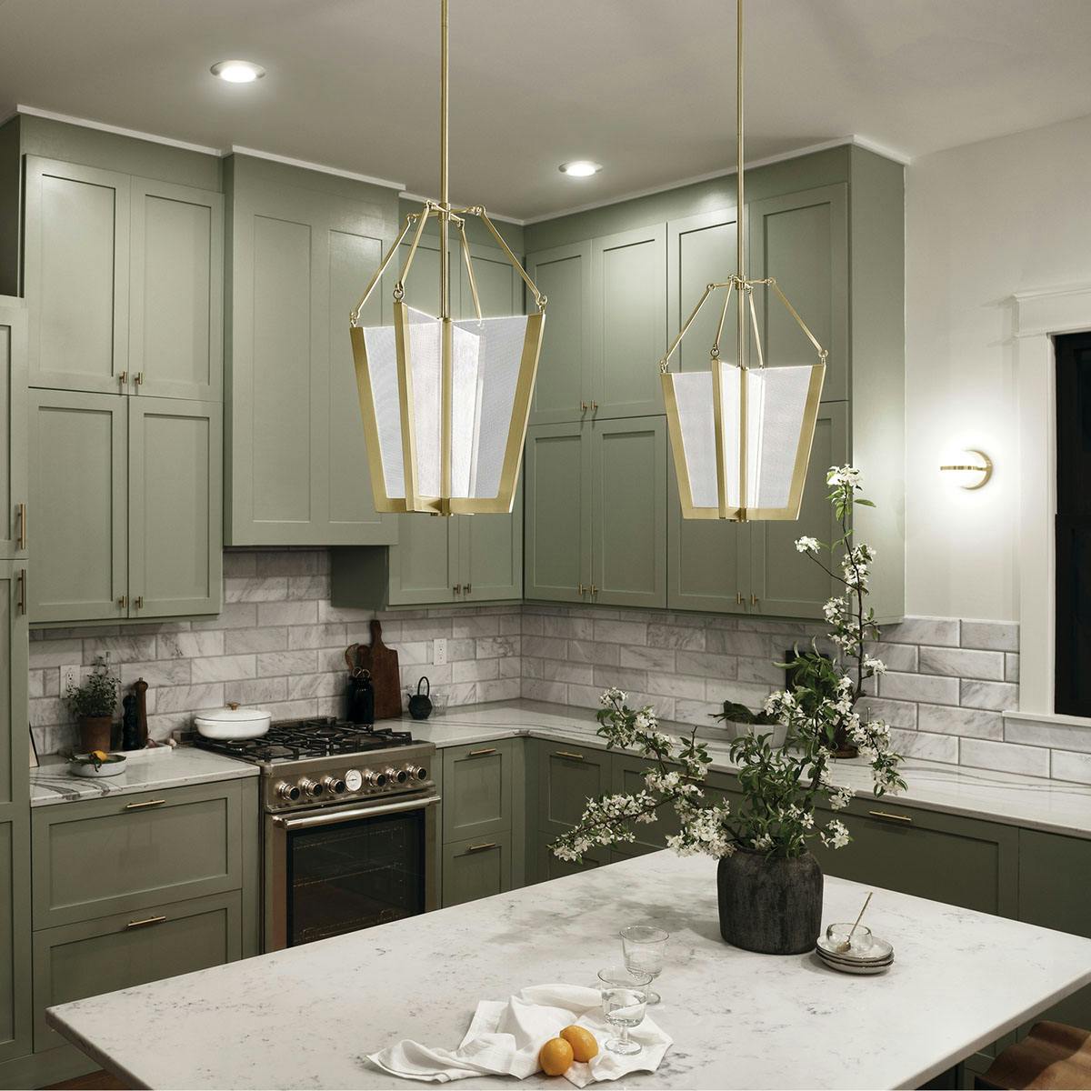 Night time Kichen image featuring Calters pendant 52291CGLED