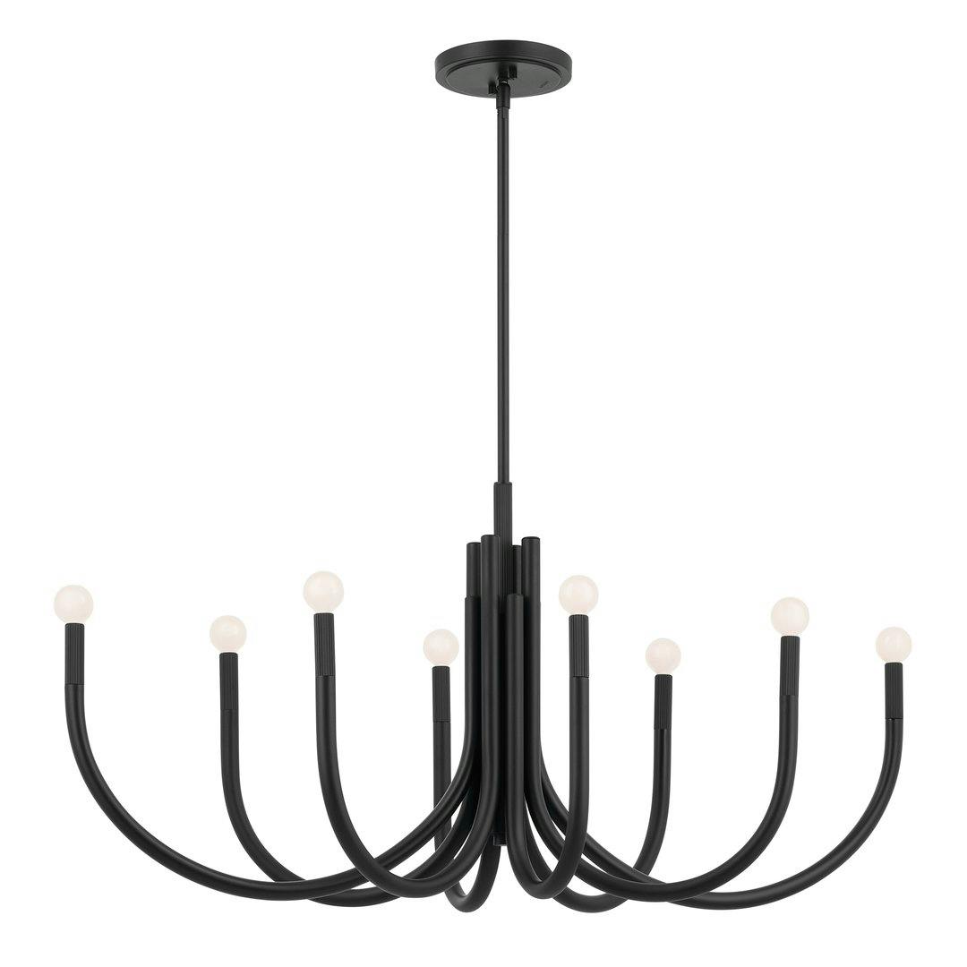 Odensa 46 Inch 8 Light Oval Chandelier in Black on a white background