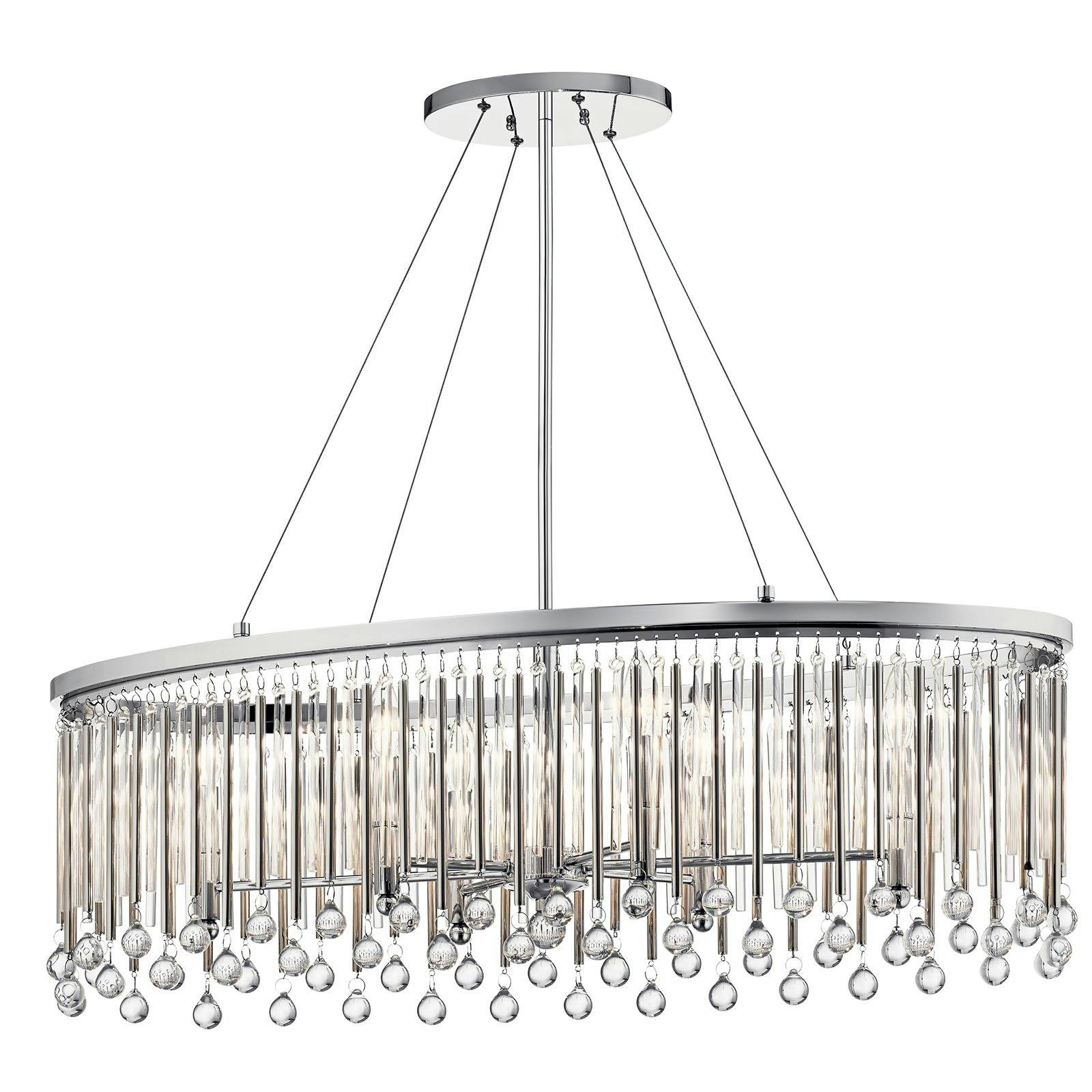 Piper 6 Light Oval Chandelier Chrome on a white background