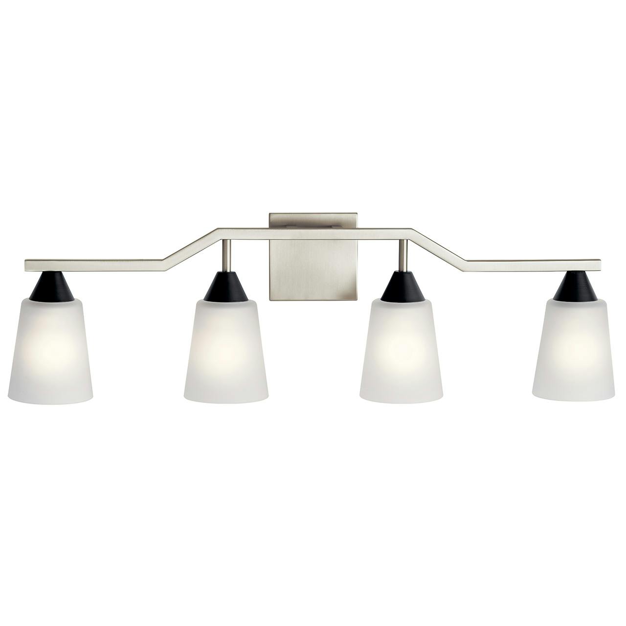 The Skagos 4 Light Vanity Light Nickel facing down on a white background