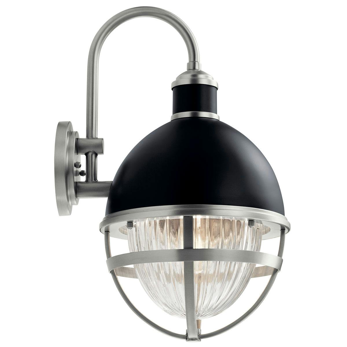 Profile view of the Tollis 18.50" Wall Light Black and Nickel on a white background