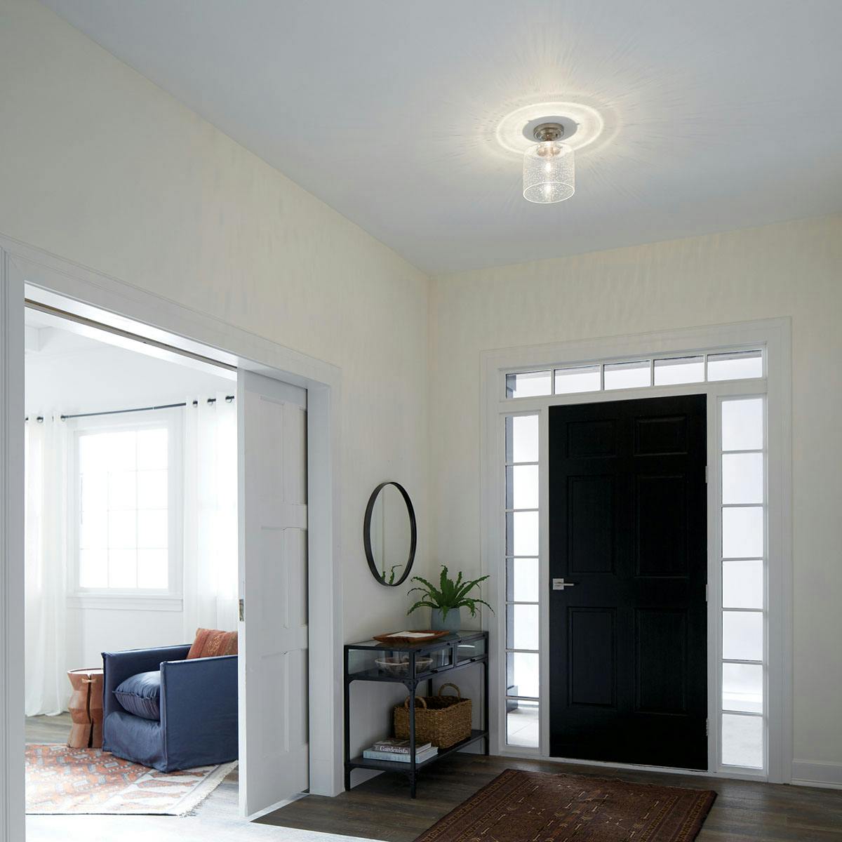 Day time Hallway image featuring Winslow flush mount light 44033NI