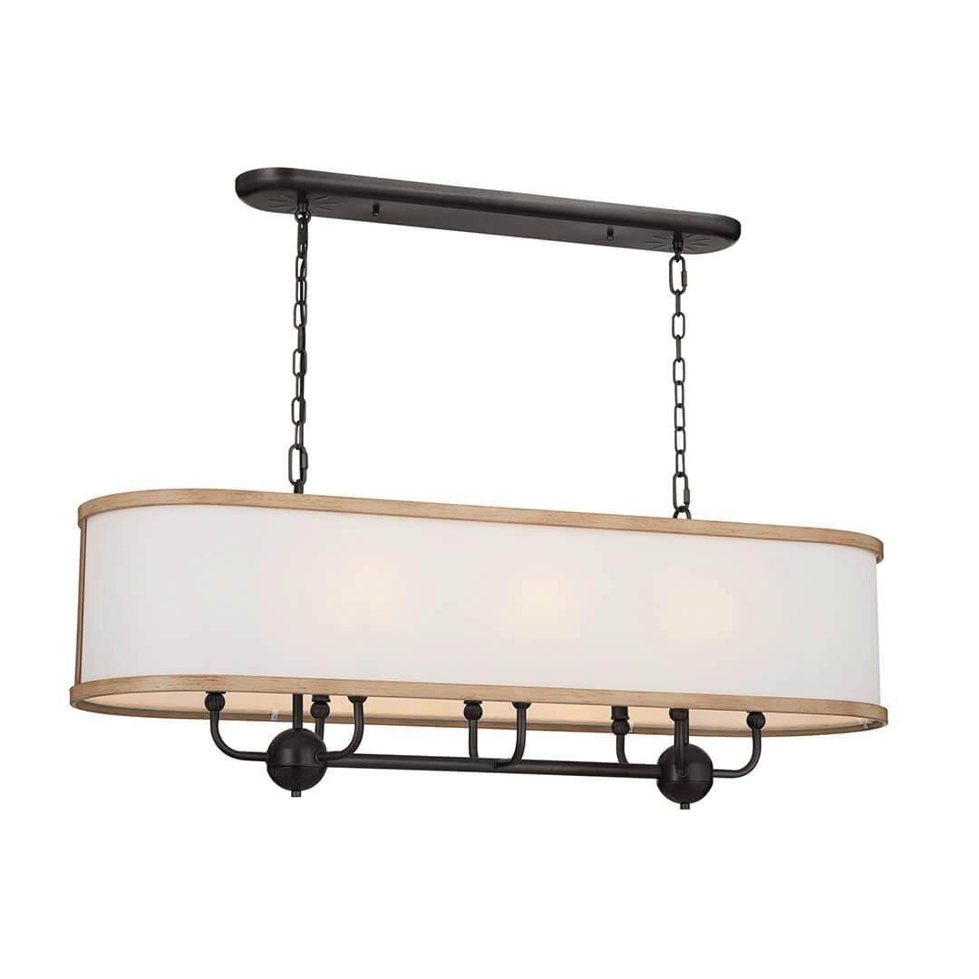 Heddle 8 Light Linear Chandelier Beech and Anvil Iron on a white background