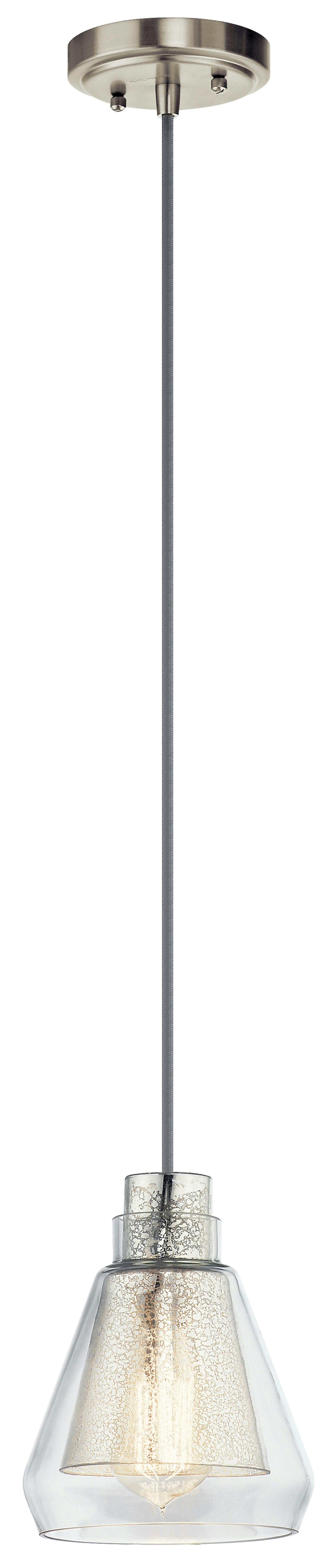 Evie 7.75" Mini Pendant in Brushed Nickel on a white background