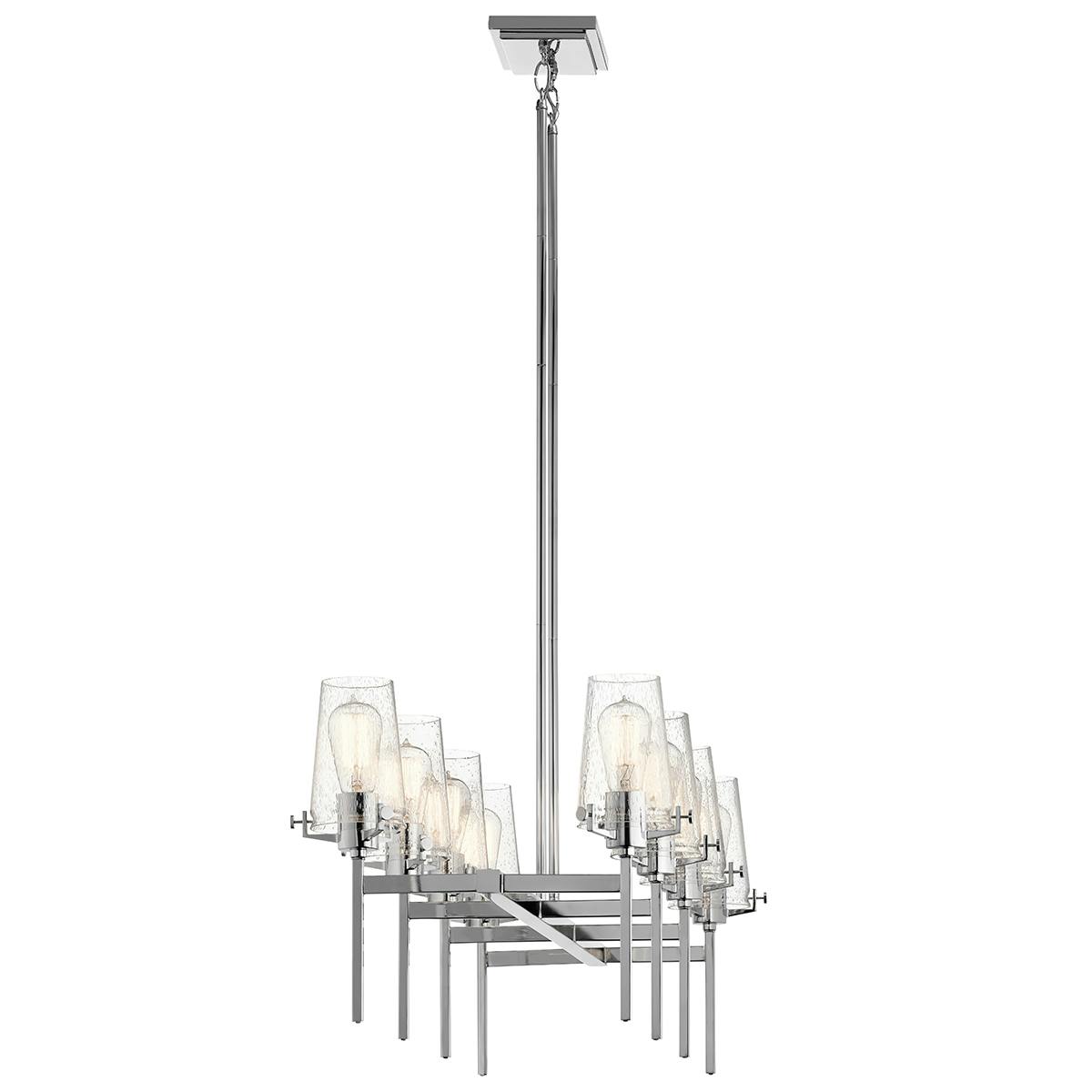 Profile view of the Alton 46" Linear Chandelier Chrome on a white background