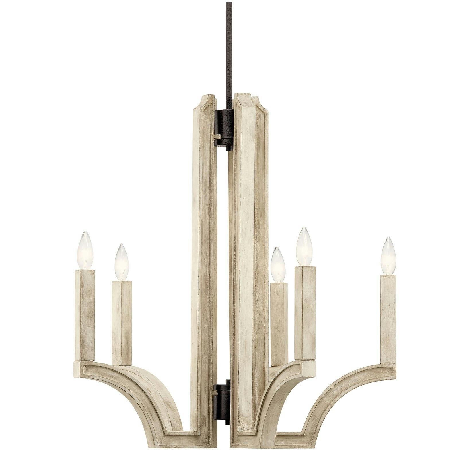 Front view of the Botanica 5 Light Chandelier Anvil Iron on a white background