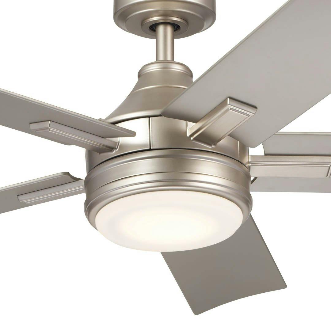 52" Tide 5 Blade LED Outdoor Ceiling Fan Brushed Nickel on a white background