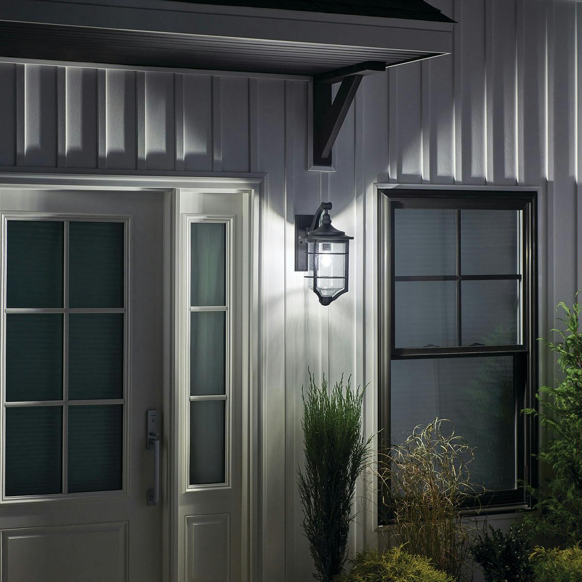 Night time Exterior image featuring Royal Marine outdoor wall light 49127DBK
