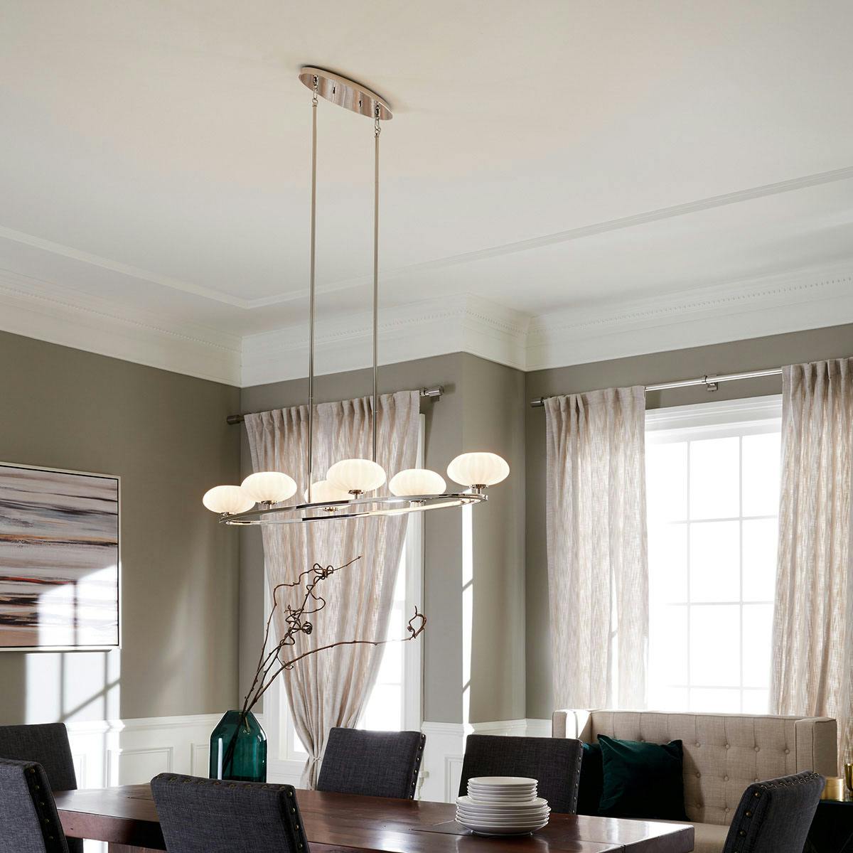 Day time dining room image featuring Pim chandelier 52224PN
