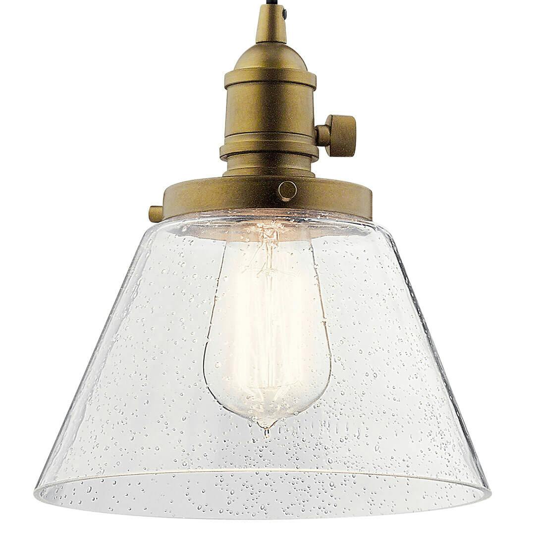 Avery 1 Light Cone Mini Pendant Brass without the canopy on a white background